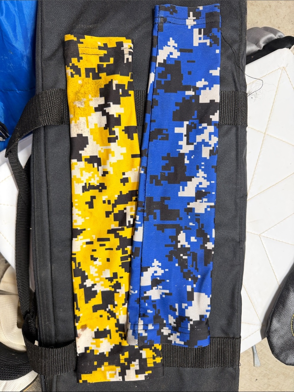 Youth Yellow and Blue Baseball Digital Camo Compression Sleeves
